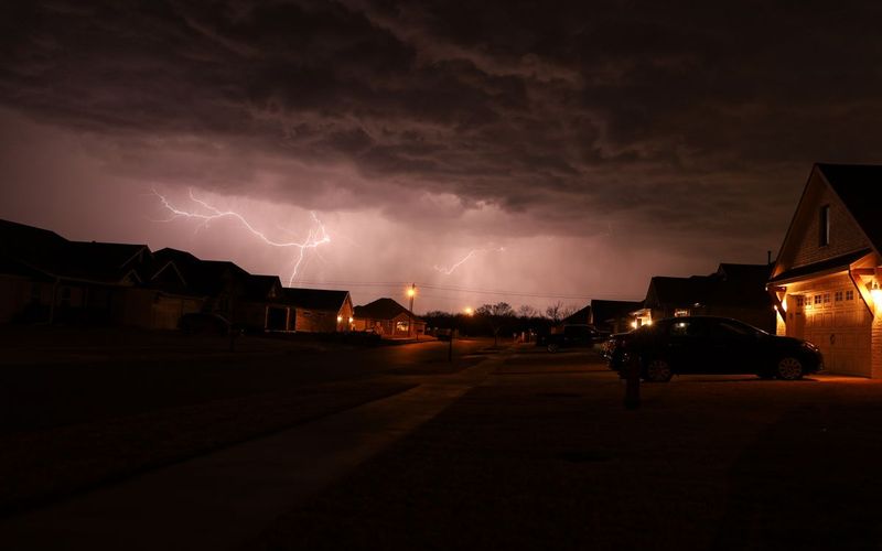Storm and lightning over a neighborhood